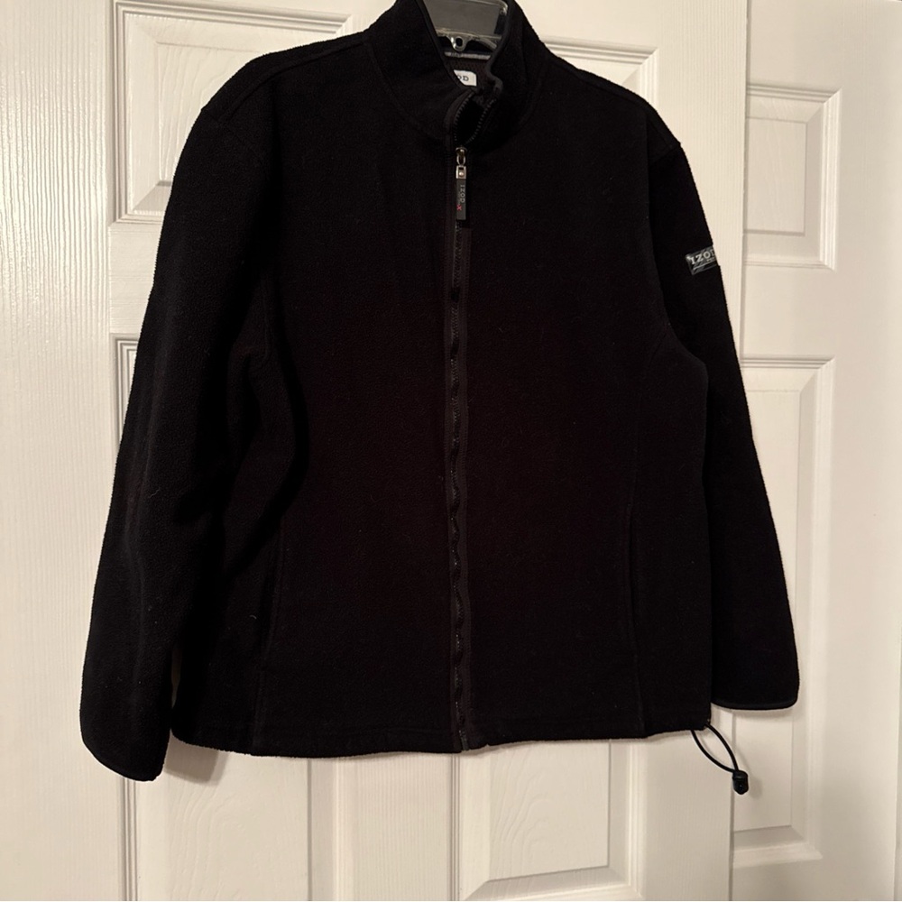 Izod Black sweater  full zipper with Red Accent